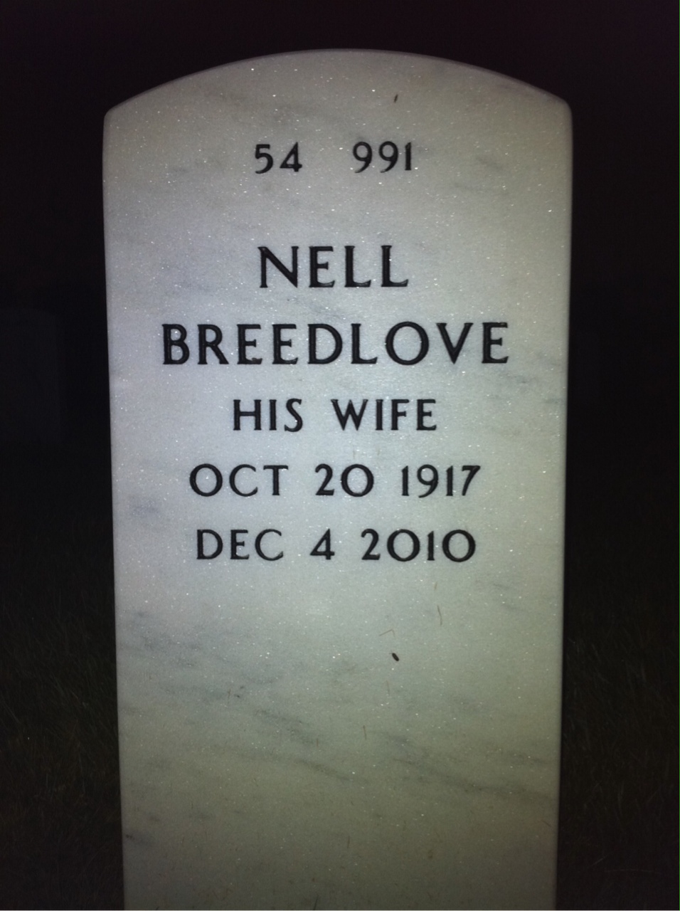 Back of headstone — Clarence Hobgood