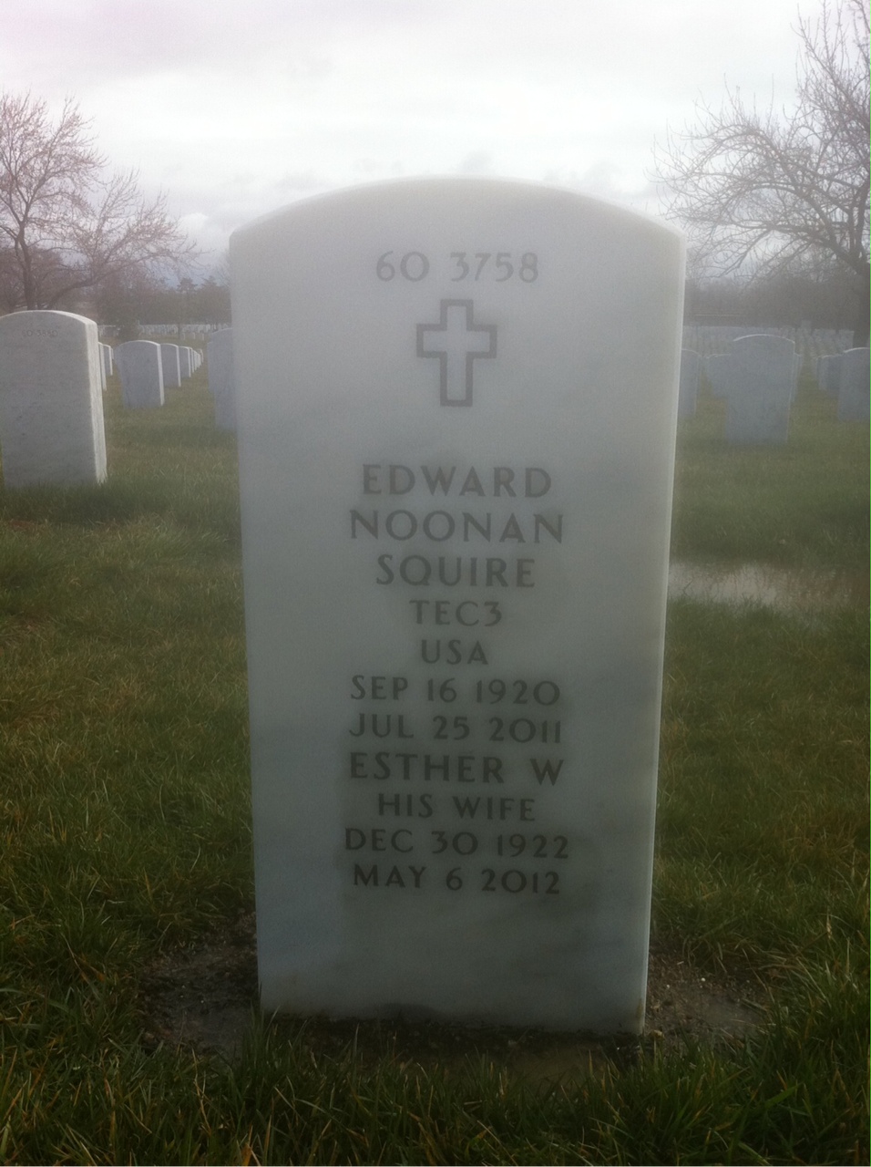 Back of headstone — William Michael Squire