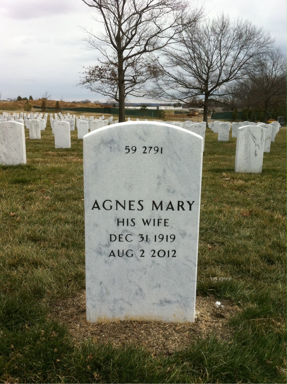Back of headstone — Agnes O'Brien
