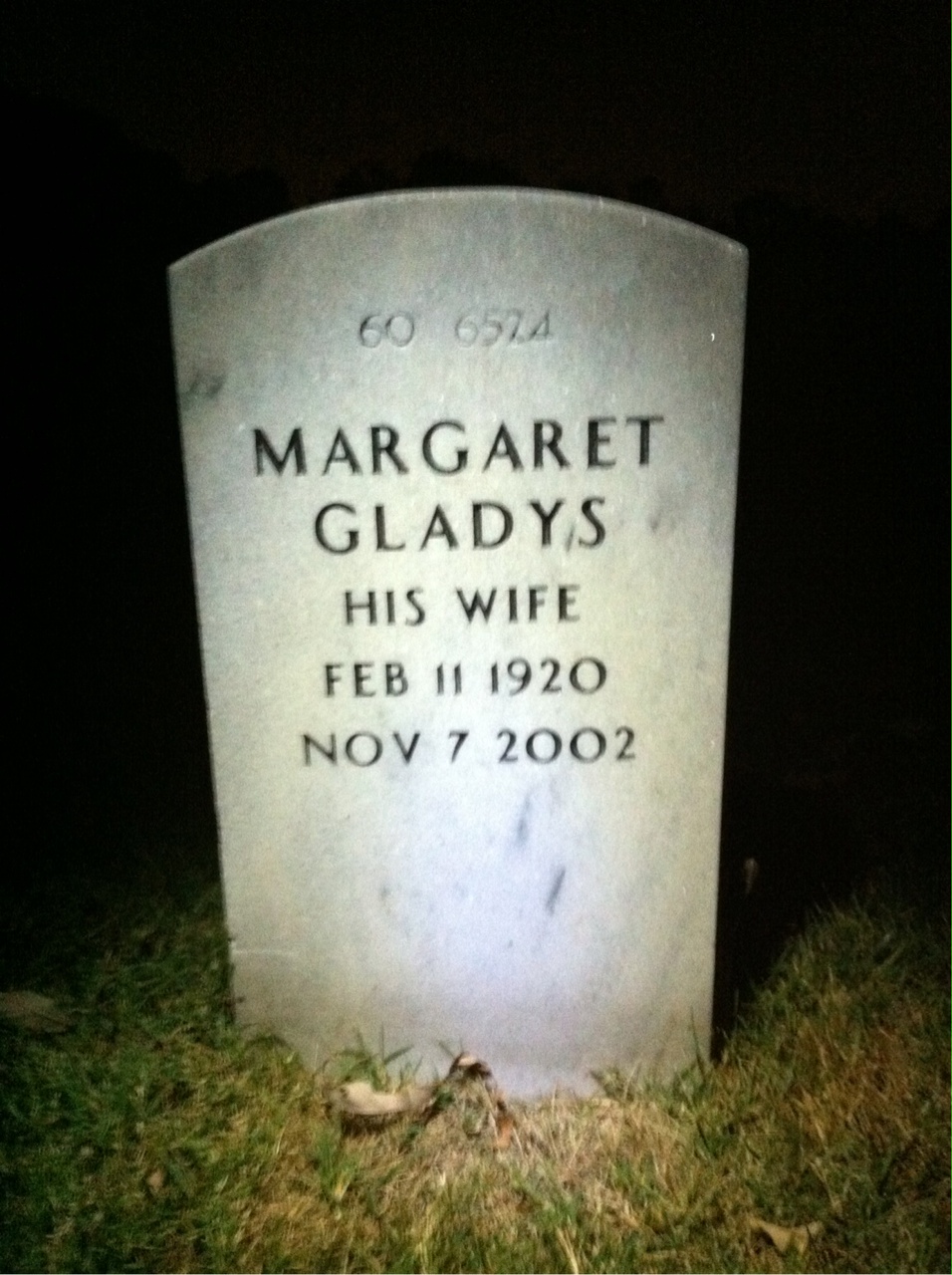 Back of headstone — Margaret Moore