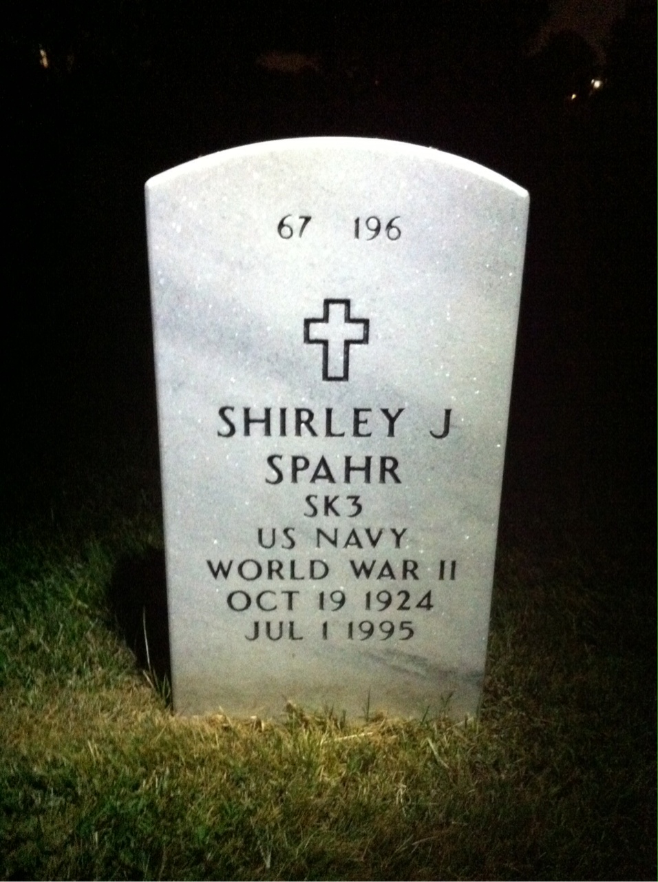 Back of headstone — Raymond Spahr