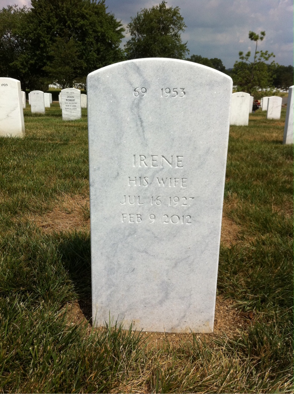 Back of headstone — Denison Harrield