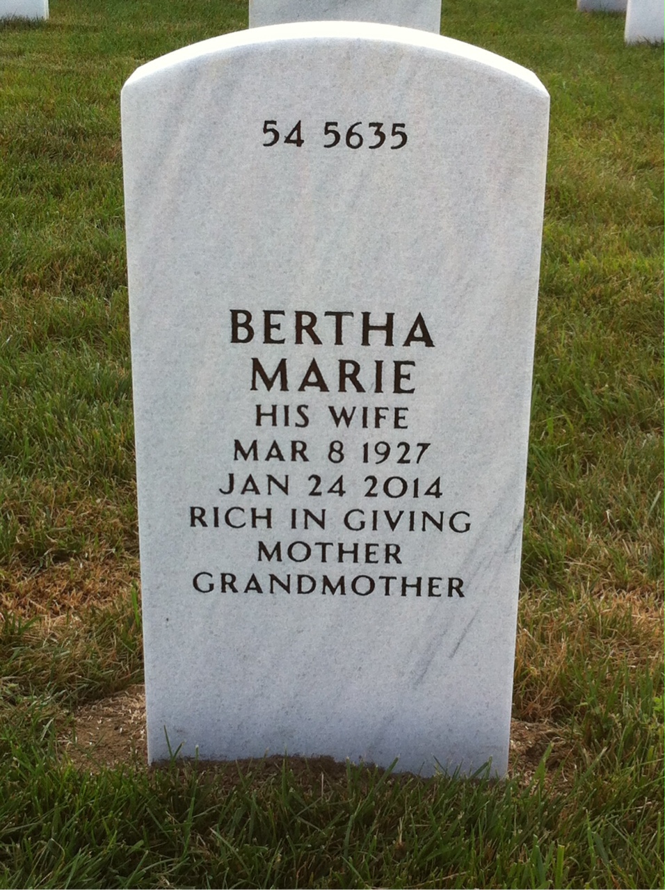 Back of headstone — Forest Becker