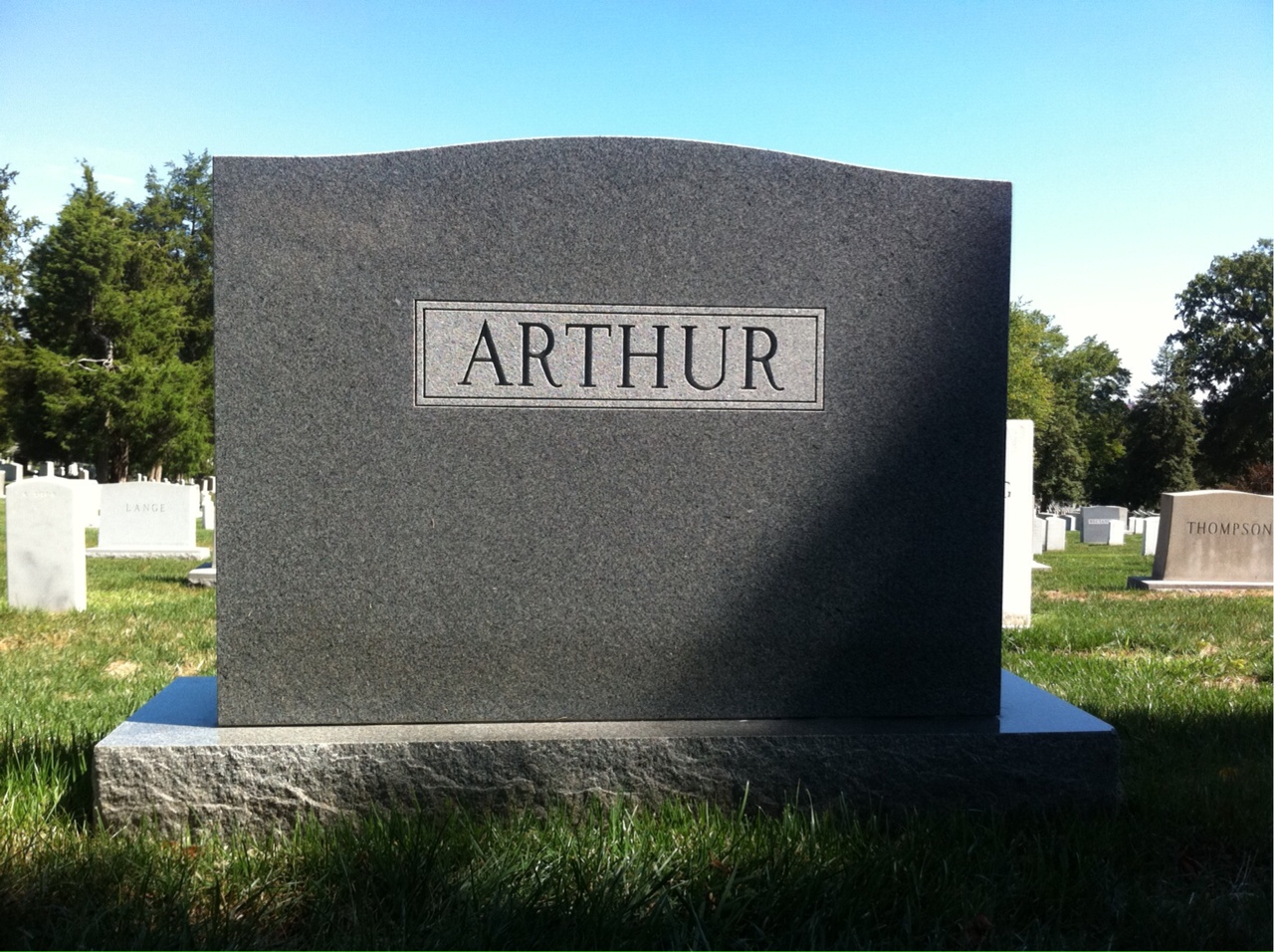 Back of headstone — John Arthur