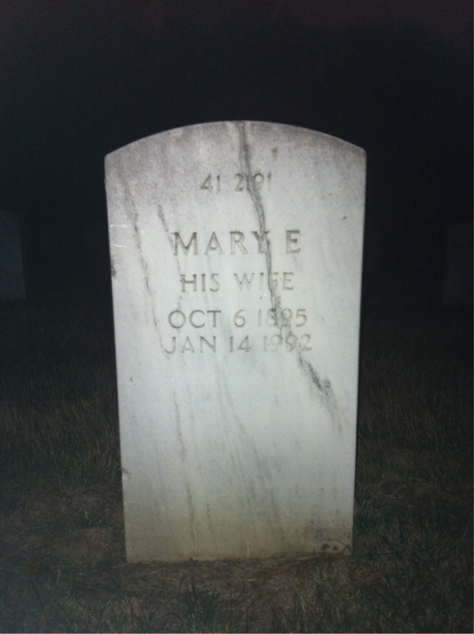 Back of headstone — Mary Allen