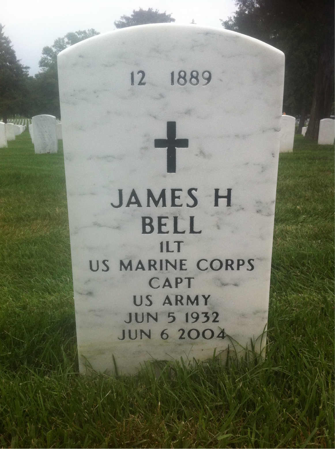 Back of headstone — James Bell