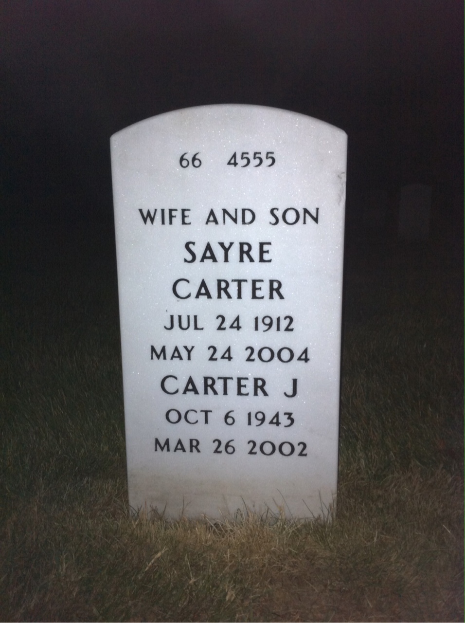 Back of headstone — William Thompson