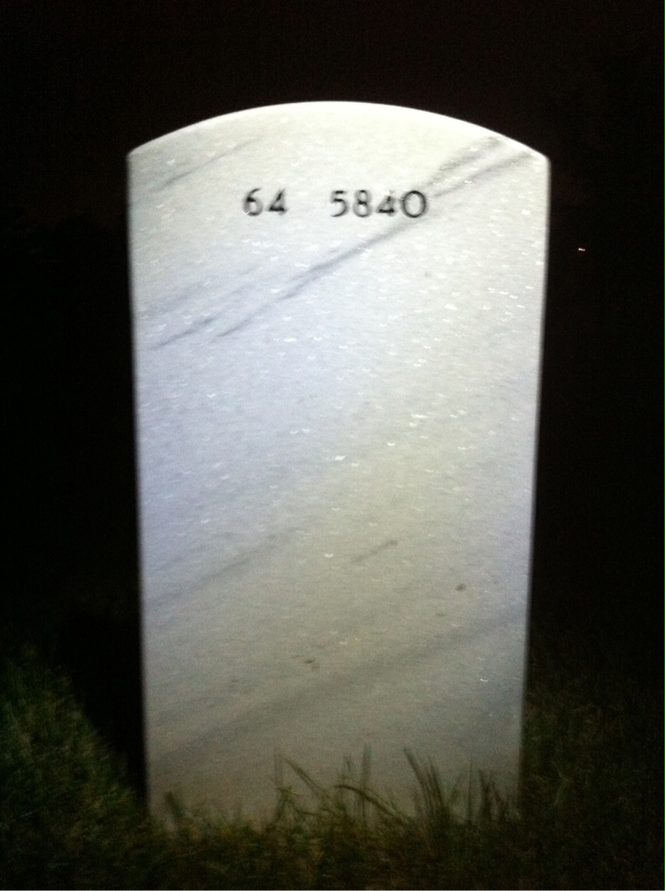 Back of headstone — John Webber