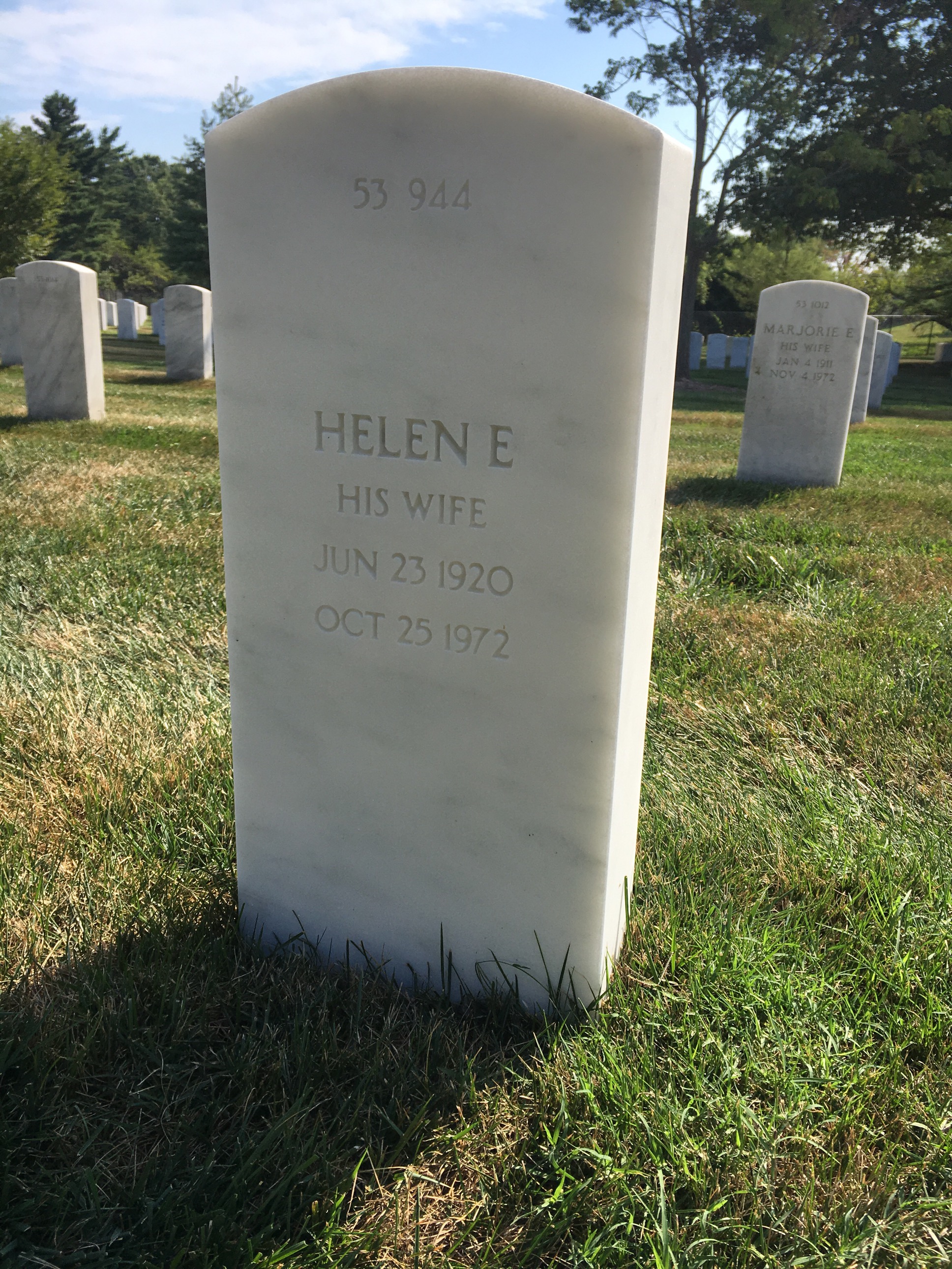 Back of headstone — Helen Baglama