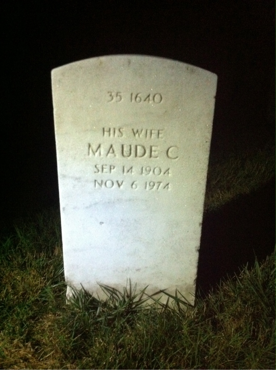 Back of headstone — Maude Andrews