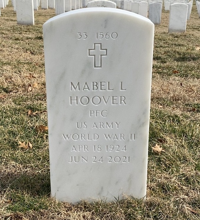 Back of headstone — Robert Hoover