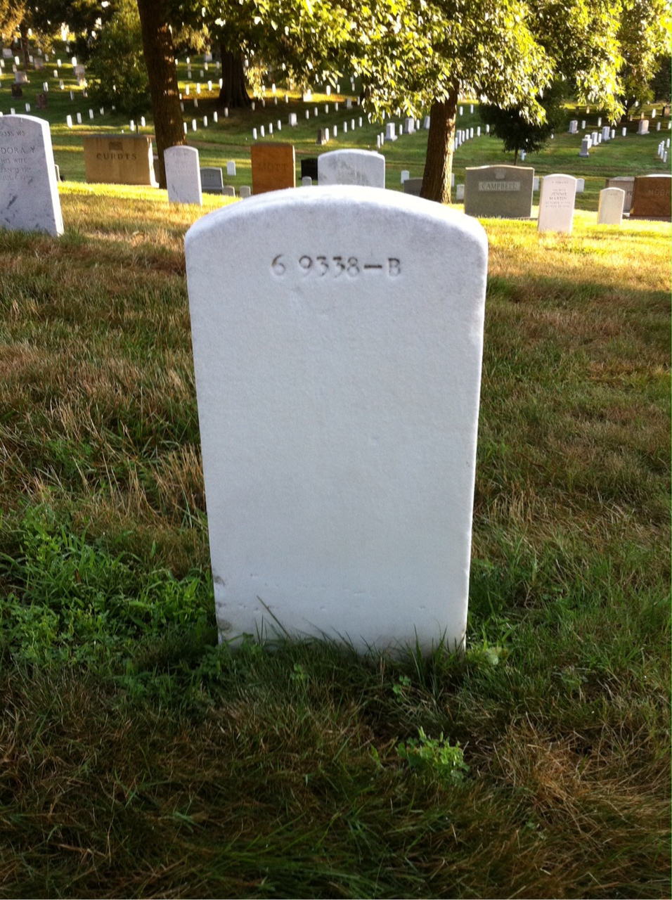 Back of headstone — Burton Archer