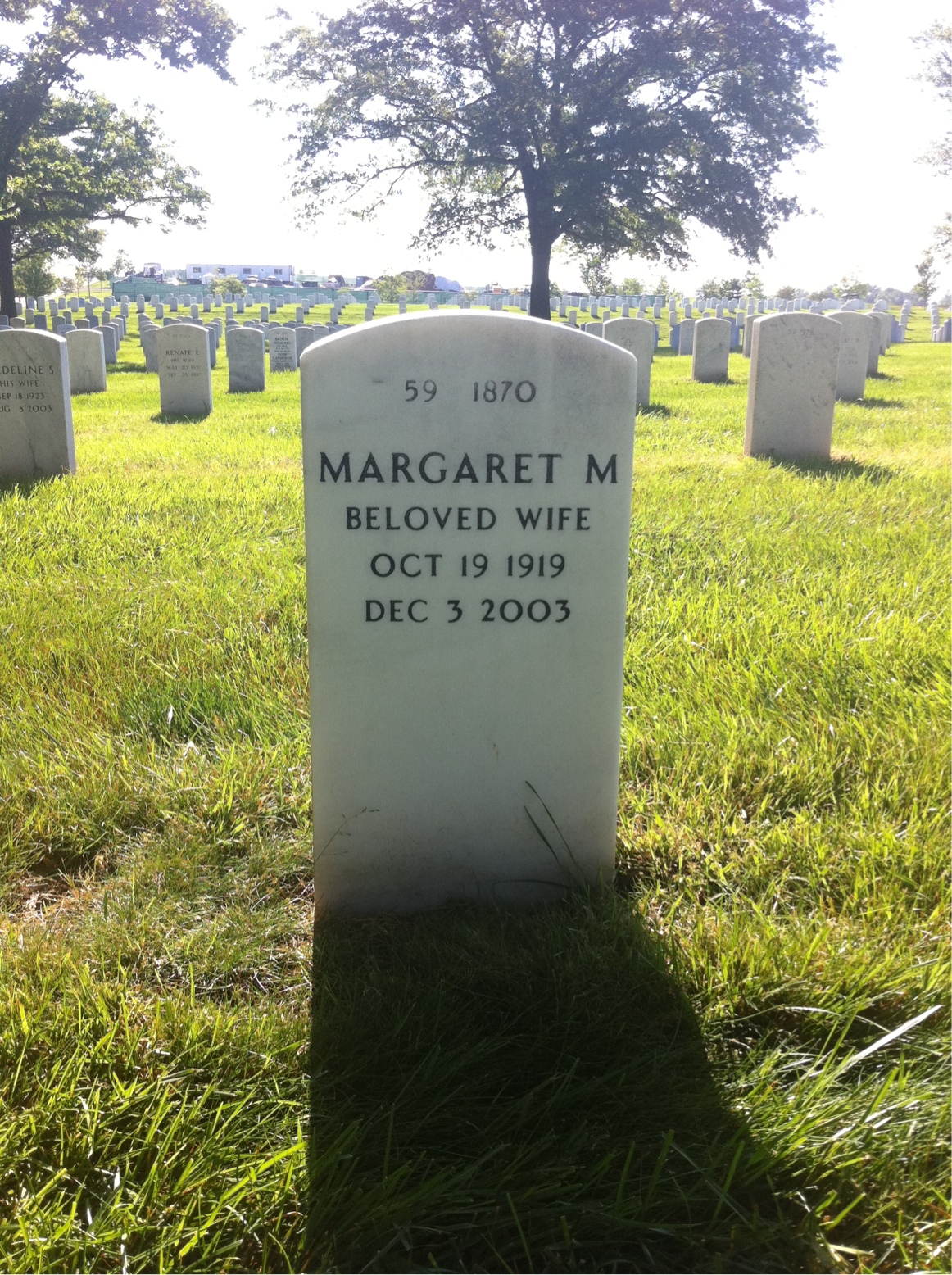 Back of headstone — Russell Moriarty