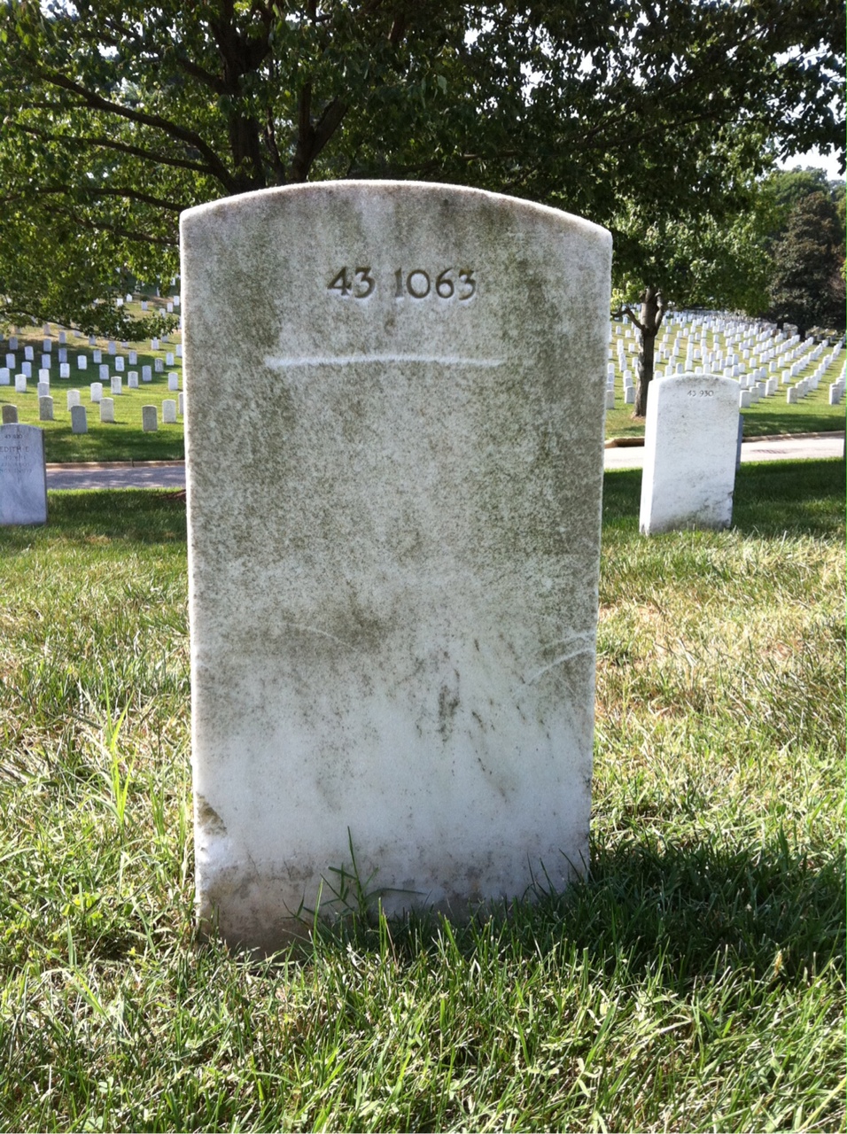 Back of headstone — Bernard L Thompson