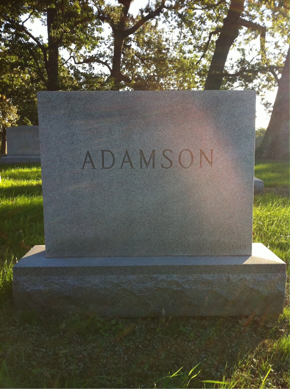 Back of headstone — Keith Adamson