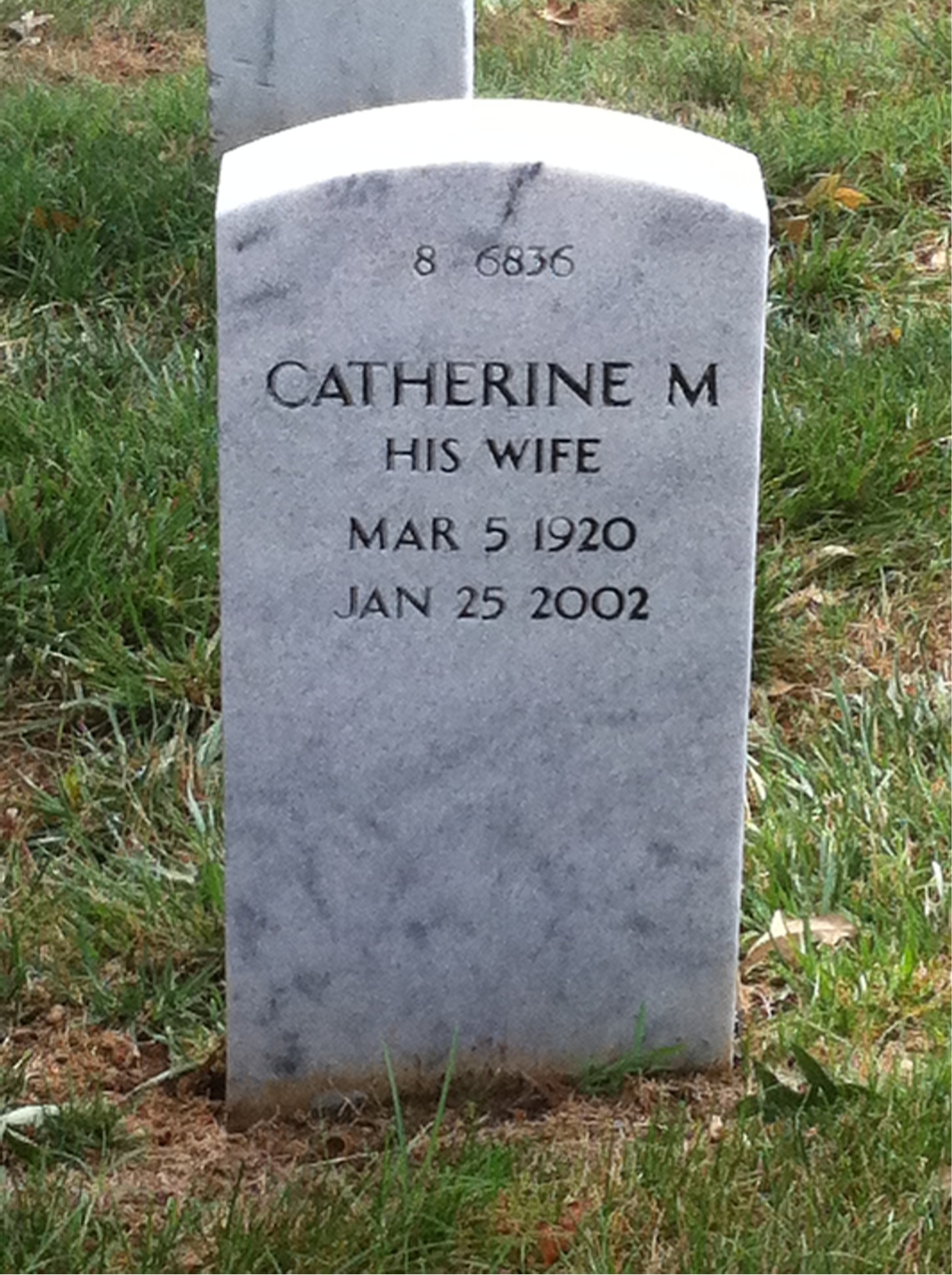 Back of headstone — Catherine Allred