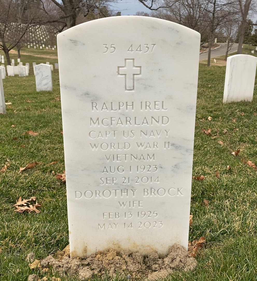 Back of headstone — William Joseph Mcfarland