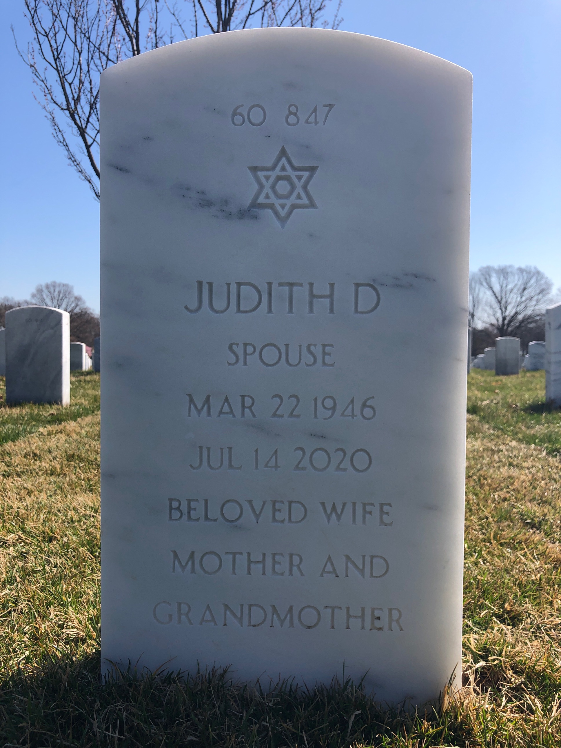 Back of headstone — Arthur Fried