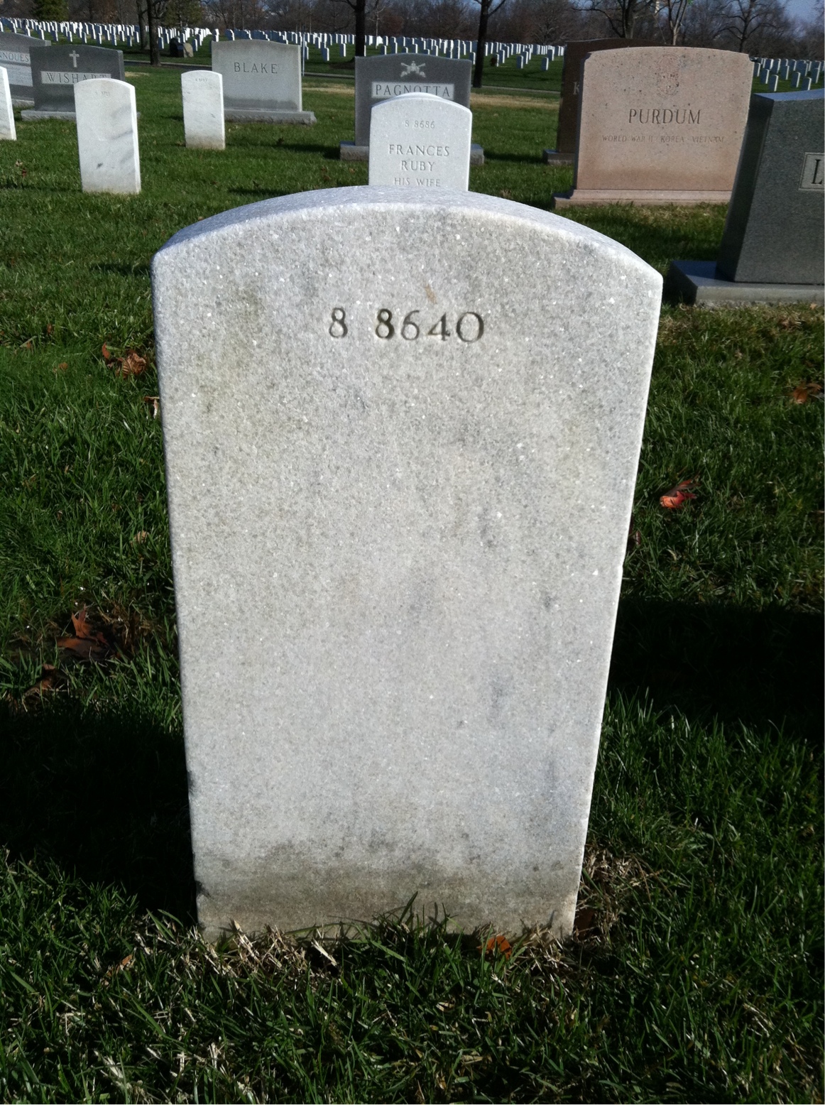 Back of headstone — Frederick Arms