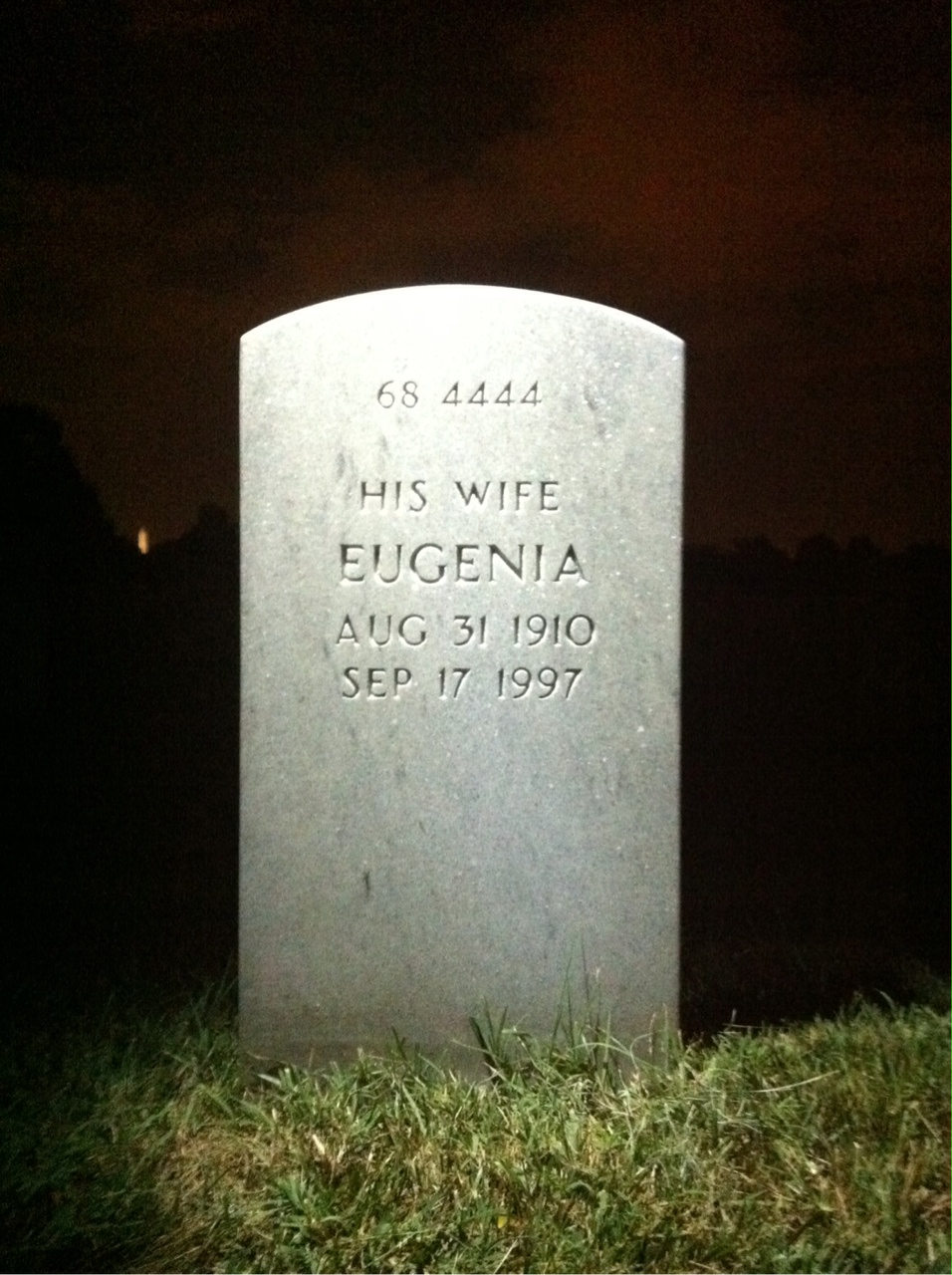 Back of headstone — Eugenia Allred