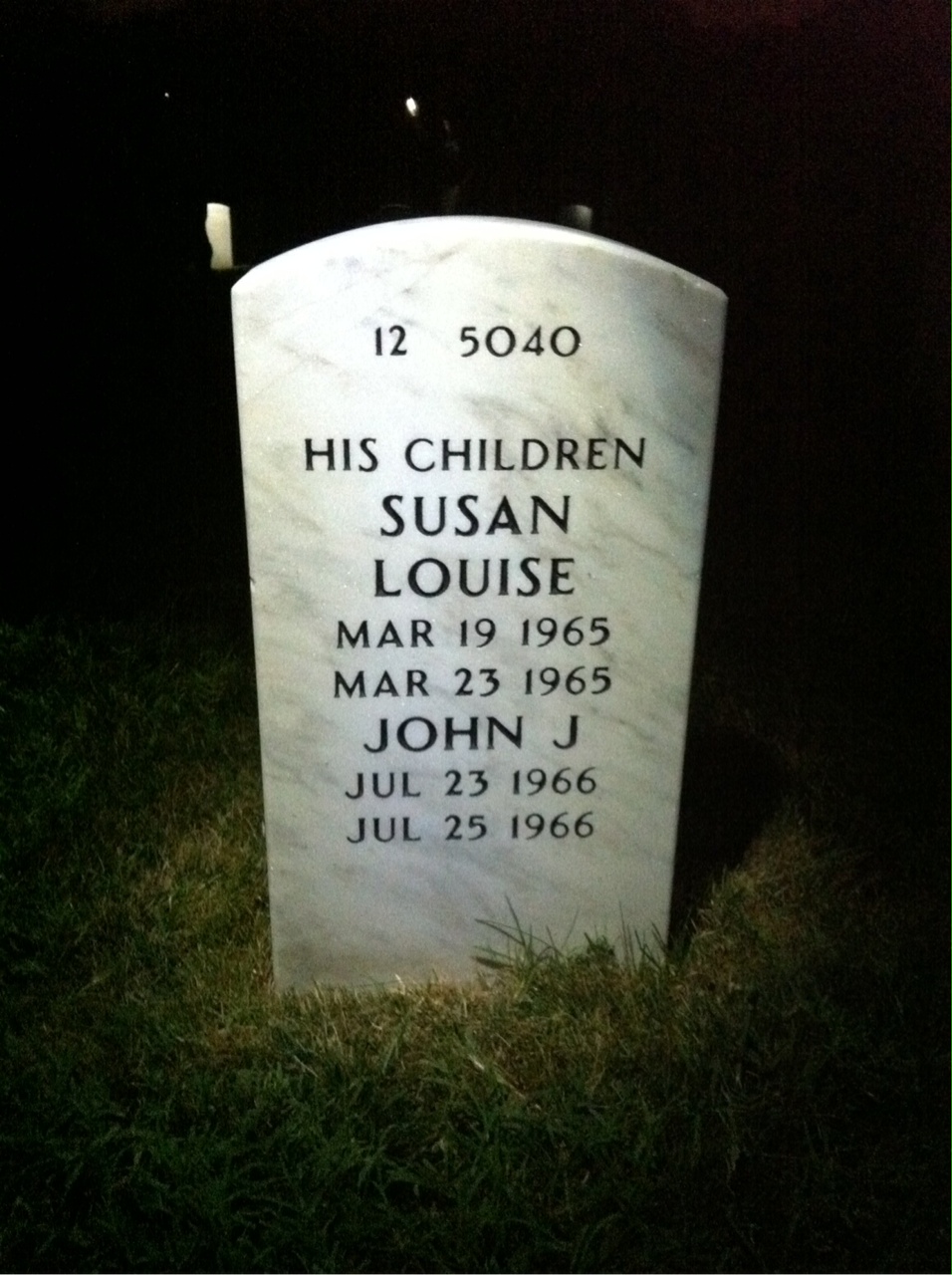 Back of headstone — Joseph Ott