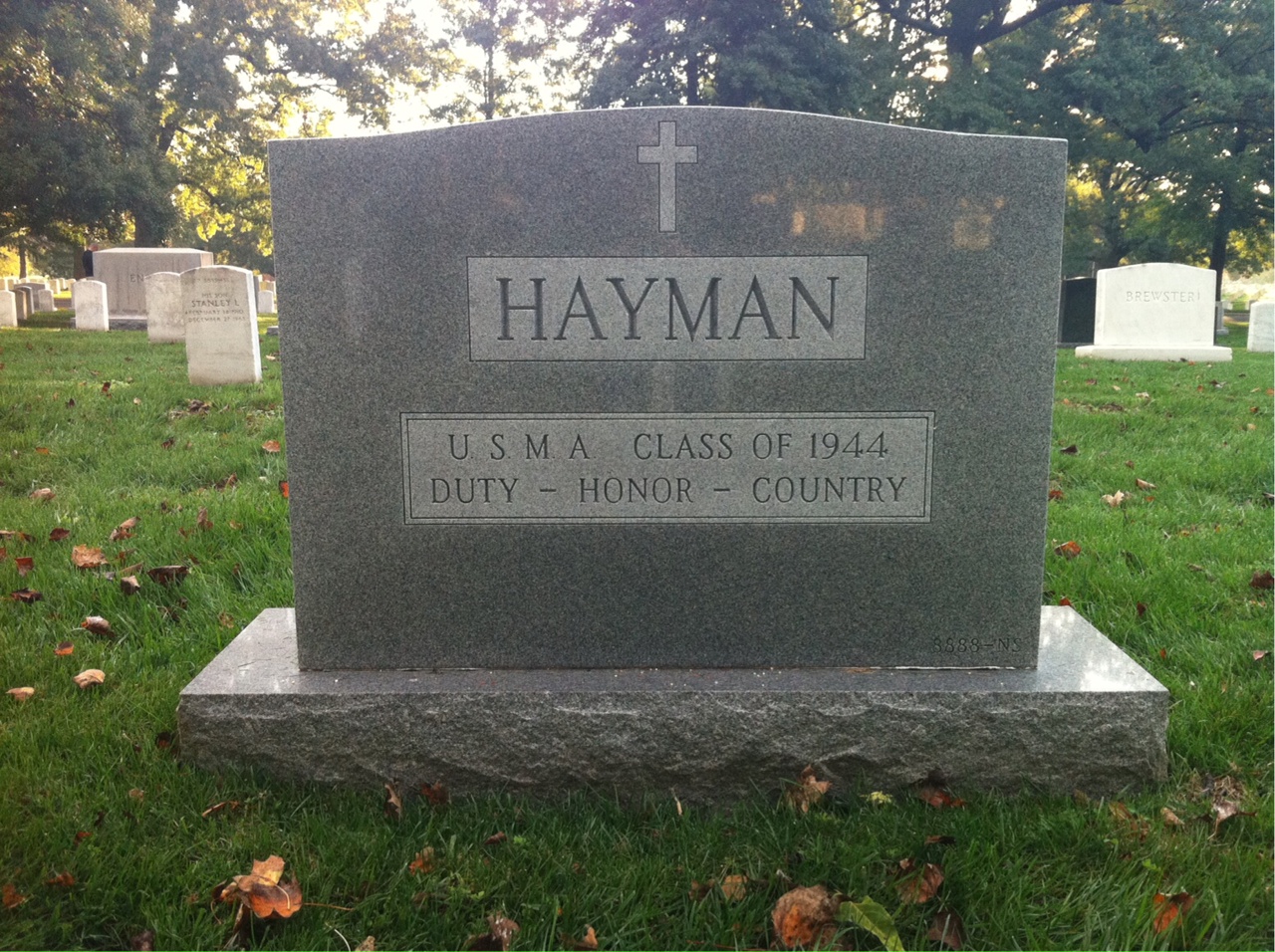 Back of headstone — George Hayman