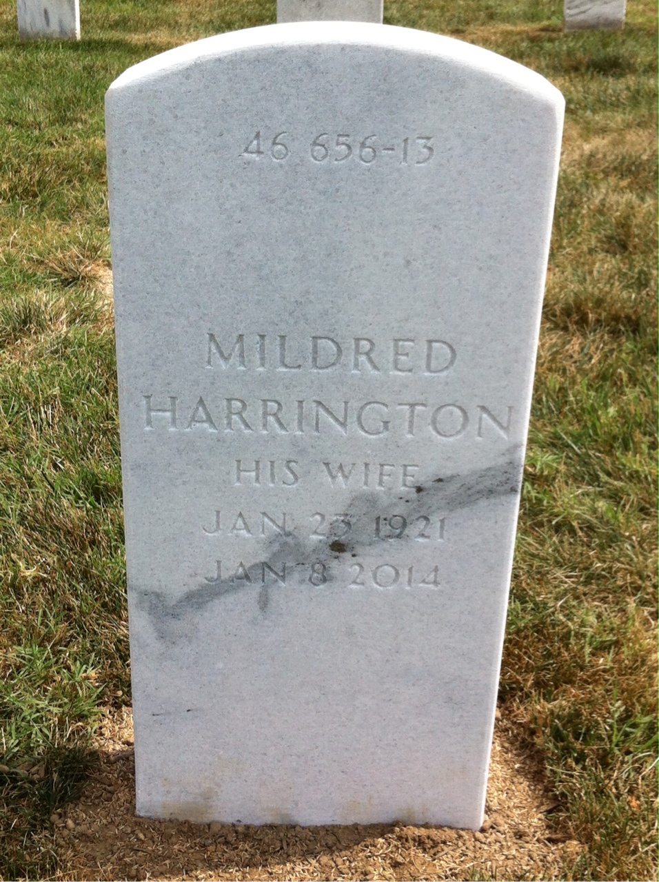 Back of headstone — John Mitrega