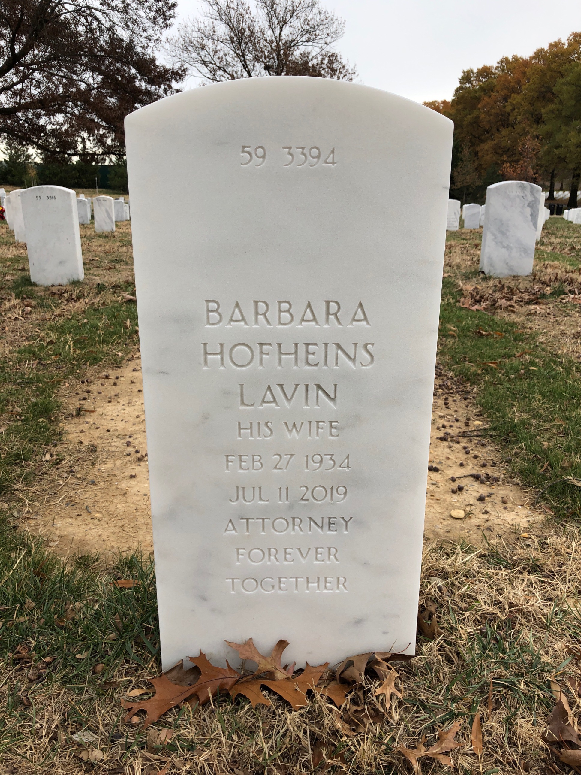 Back of headstone — Charles Lavin