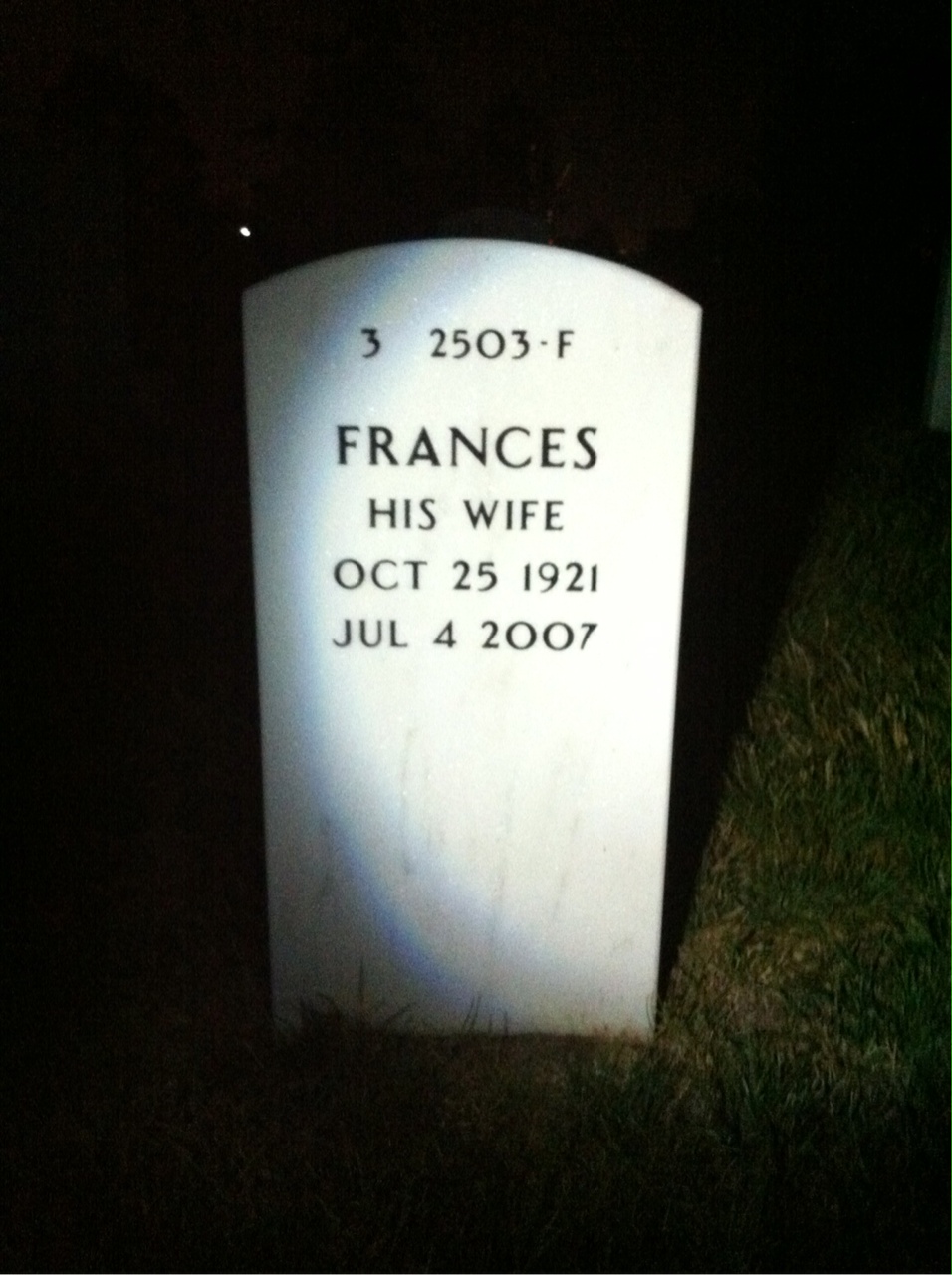 Back of headstone — Iris Howard