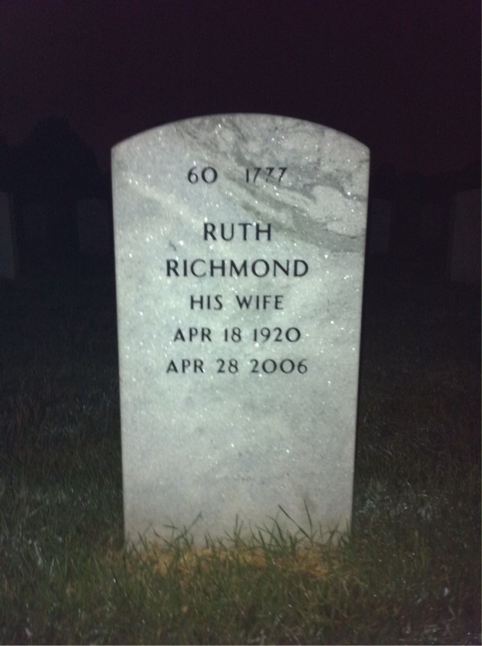 Back of headstone — Richard Laning