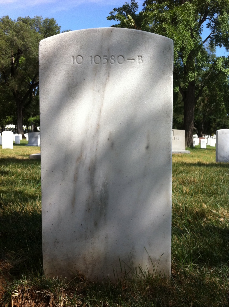 Back of headstone — Harry Brackett