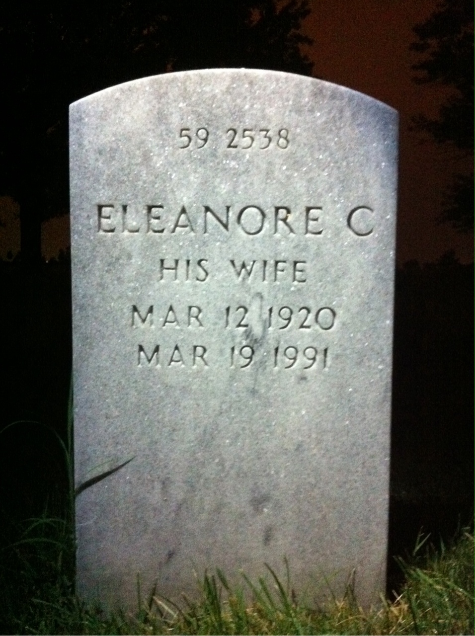 Back of headstone — Eleanore Musial