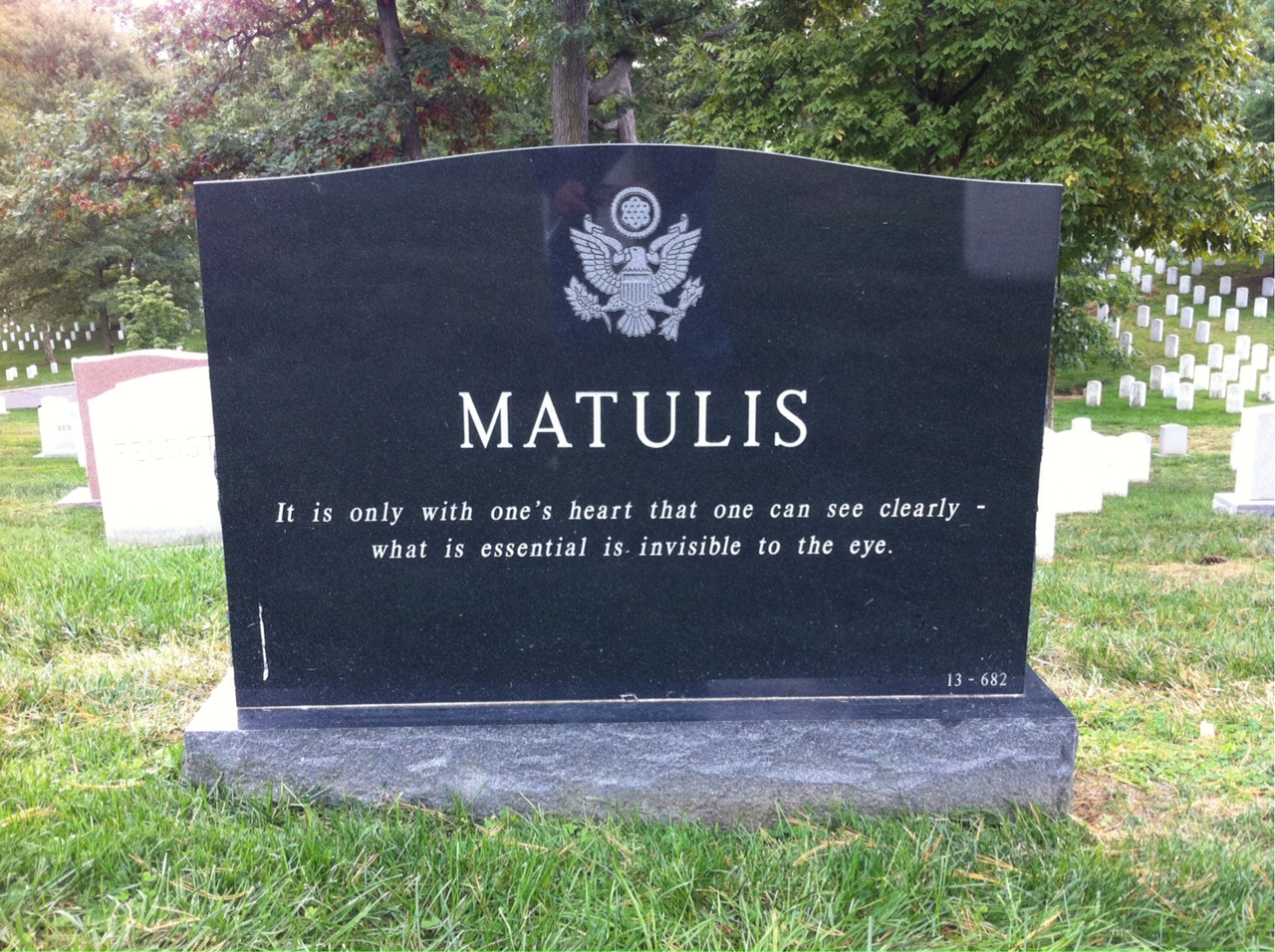 Back of headstone — Raymond Matulis