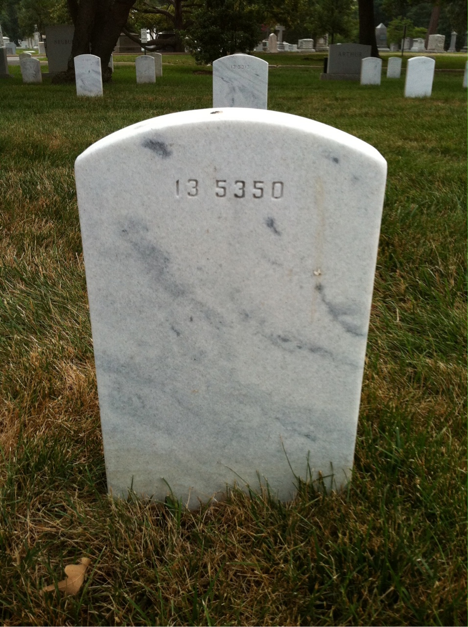 Back of headstone — Samuel Mulberger
