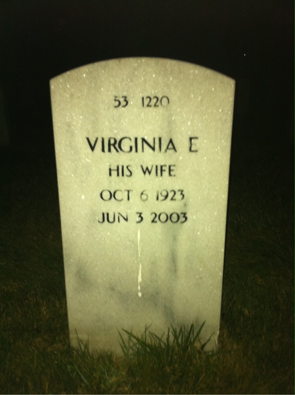 Back of headstone — Harry Baughman