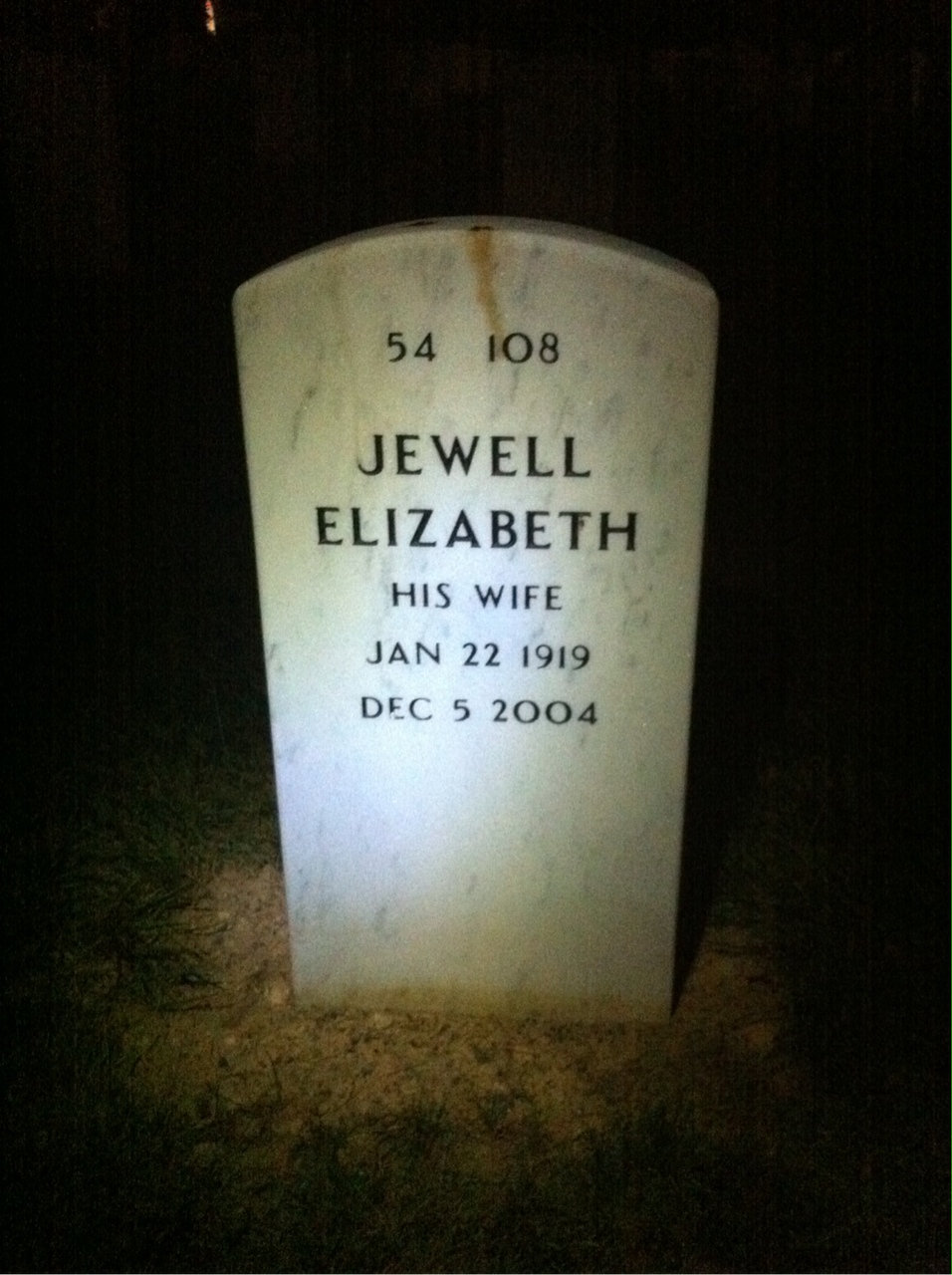 Back of headstone — Walon Hicks