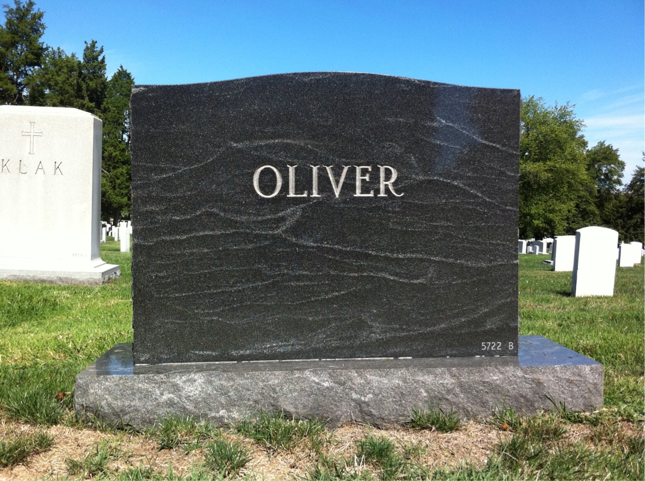 Back of headstone — Richard Oliver