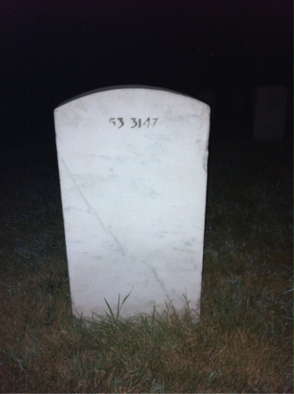 Back of headstone — Bennie Barr