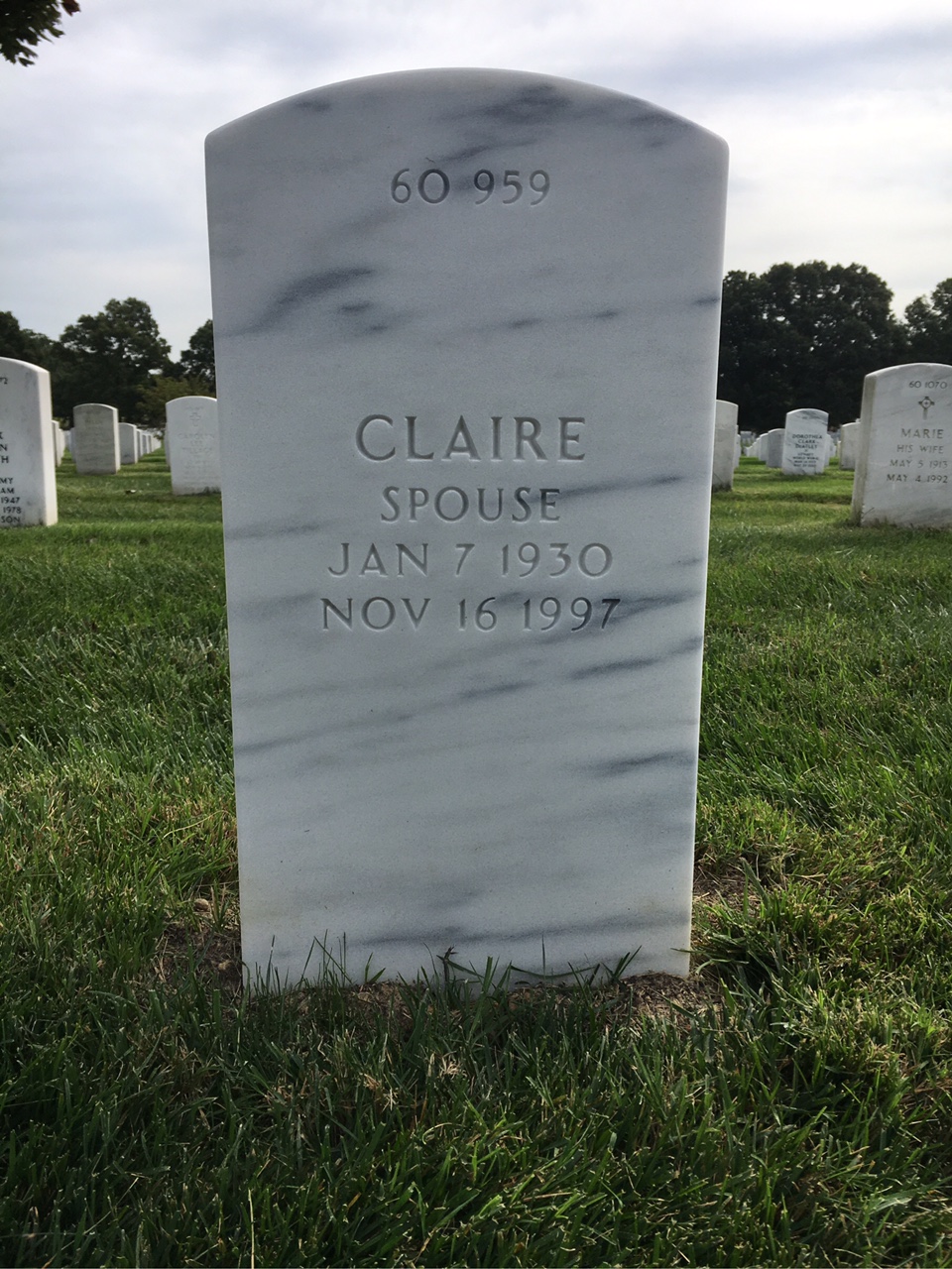 Back of headstone — William V Cabeca