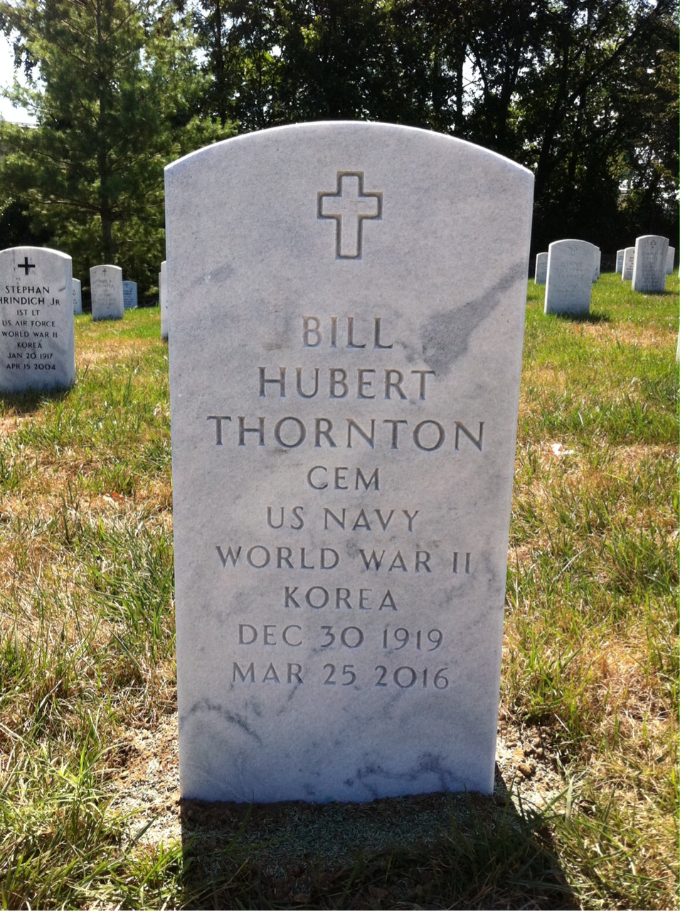 Back of headstone — Bill Thornton