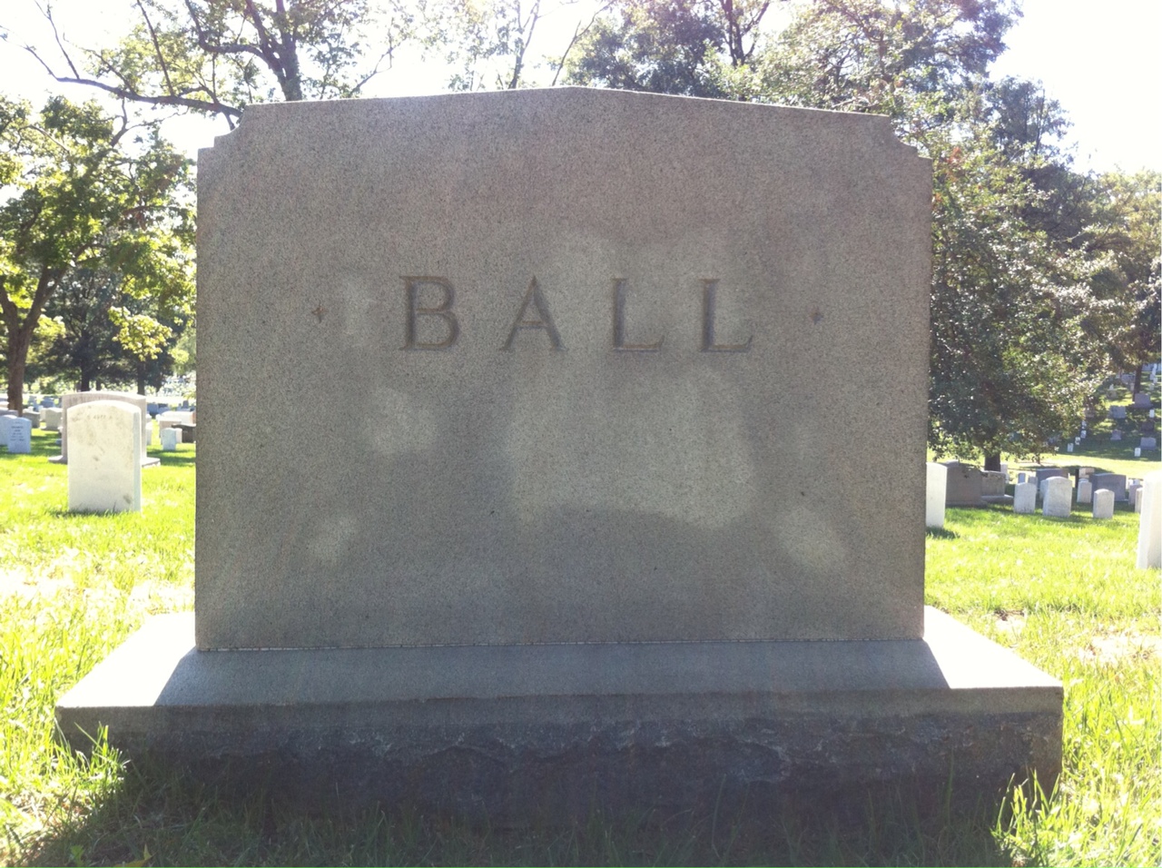 Back of headstone — William Ball