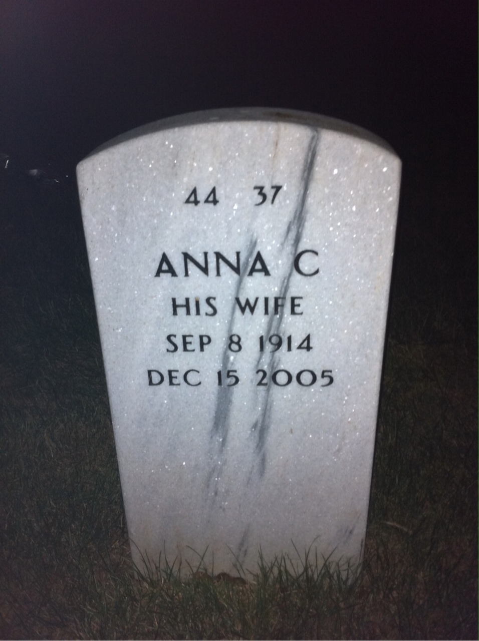 Back of headstone — Walter Perry