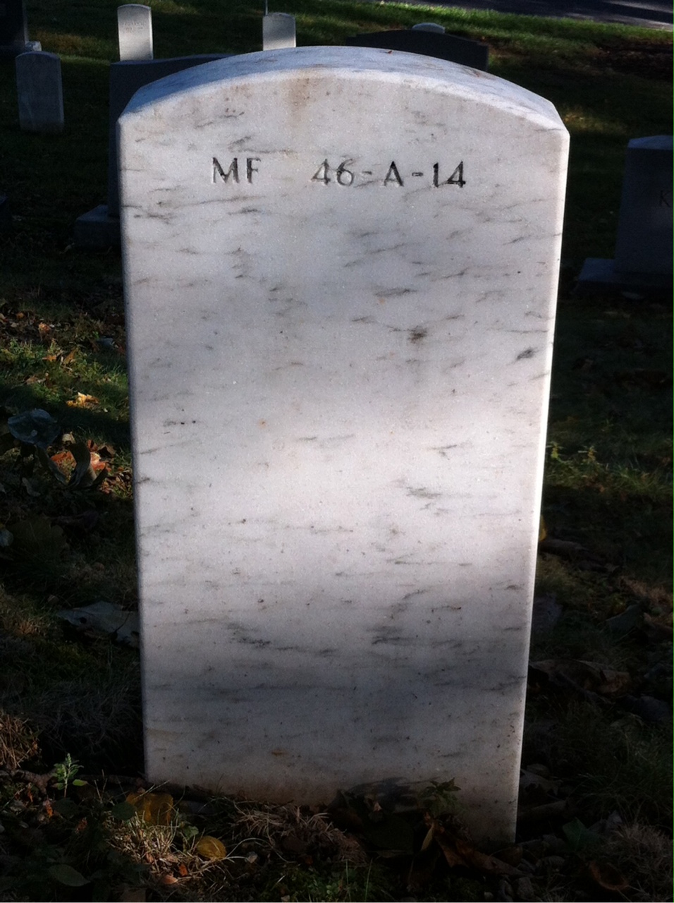 Back of headstone — Clarence Frantz
