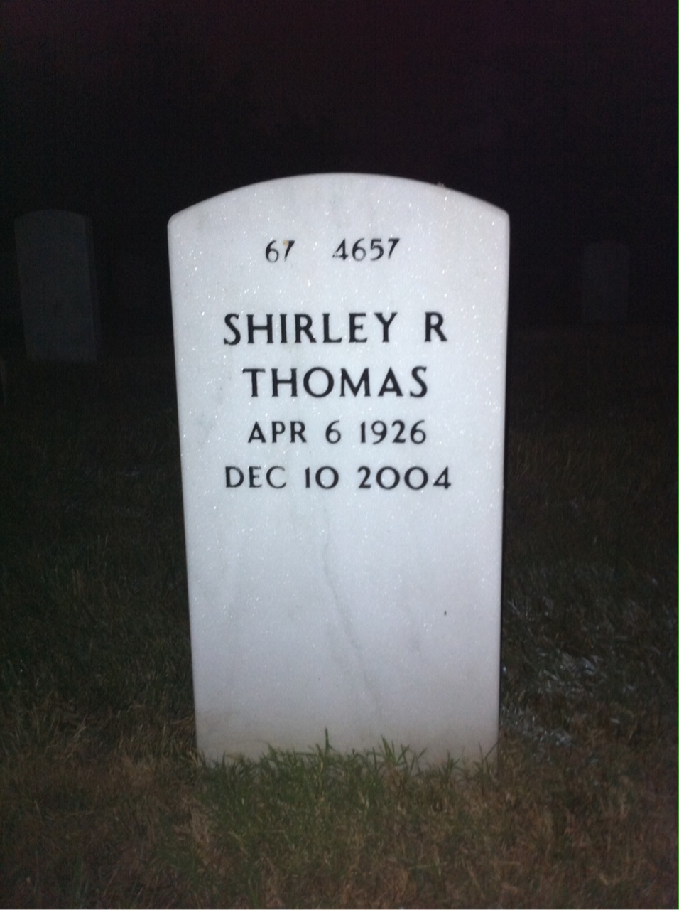 Back of headstone — Lyle Thomas