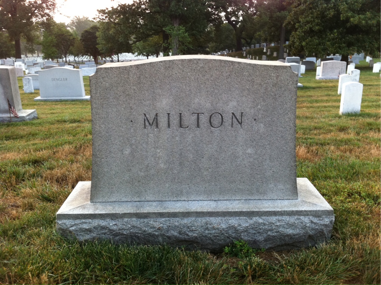 Back of headstone — Alexander Milton