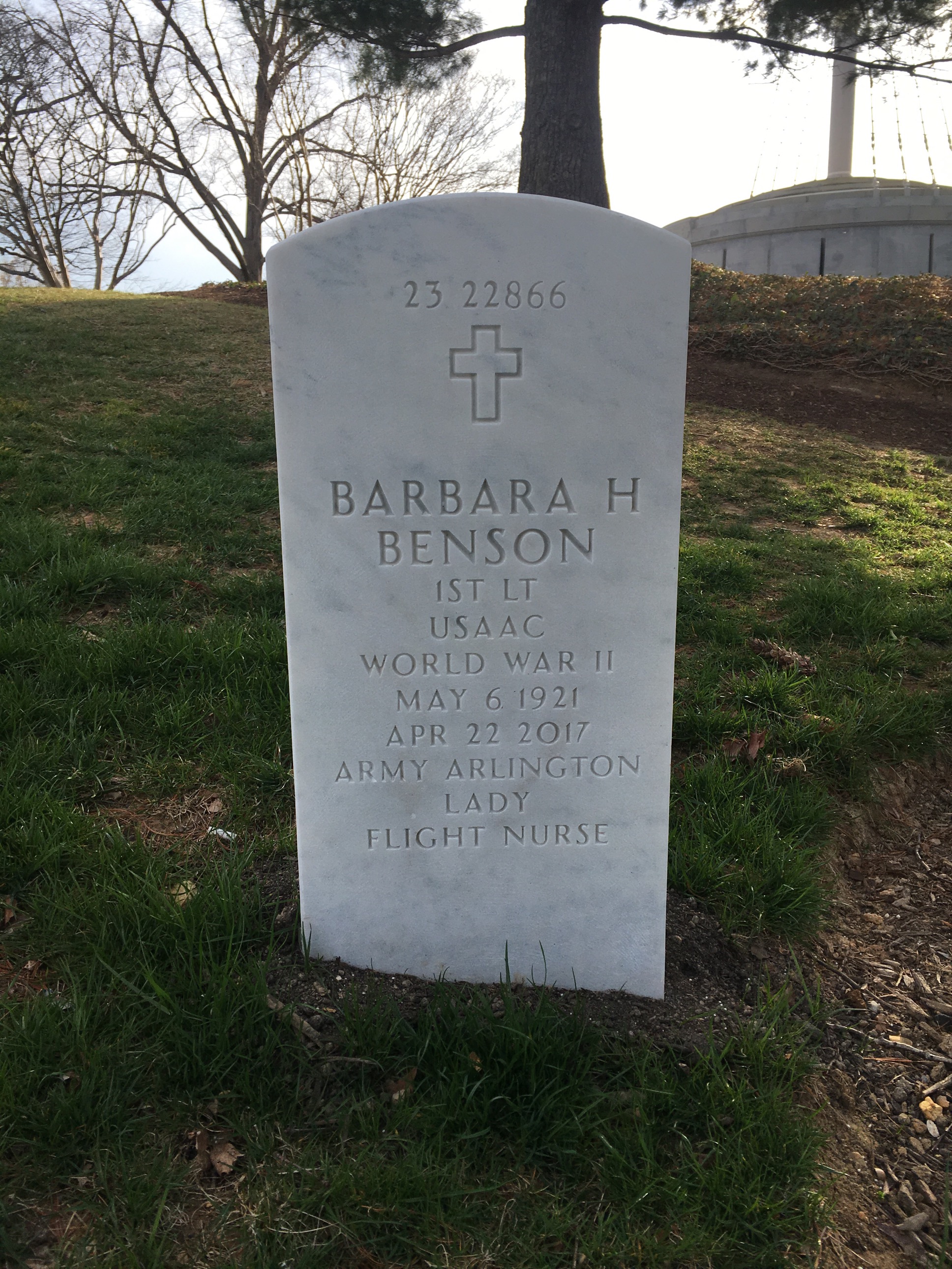 Back of headstone — Barbara Benson