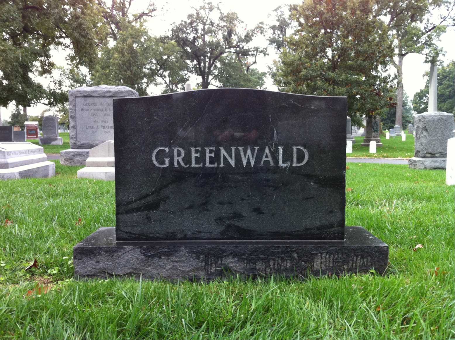 Back of headstone — Aaron Greenwald