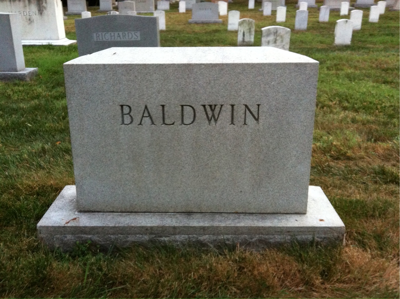 Back of headstone — Elbert Baldwin