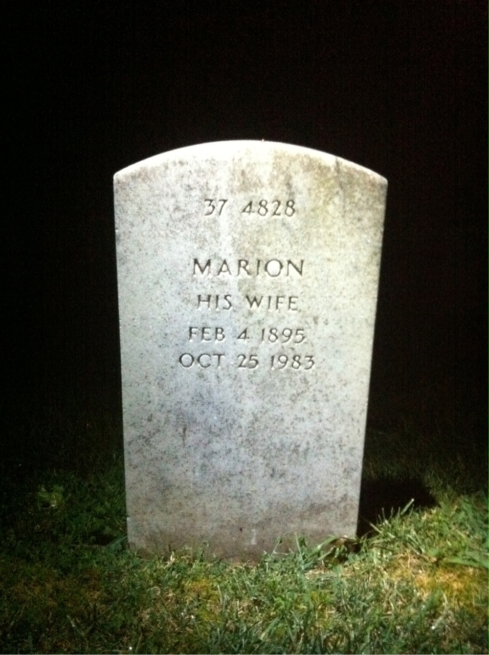 Back of headstone — Marion Brackendorff