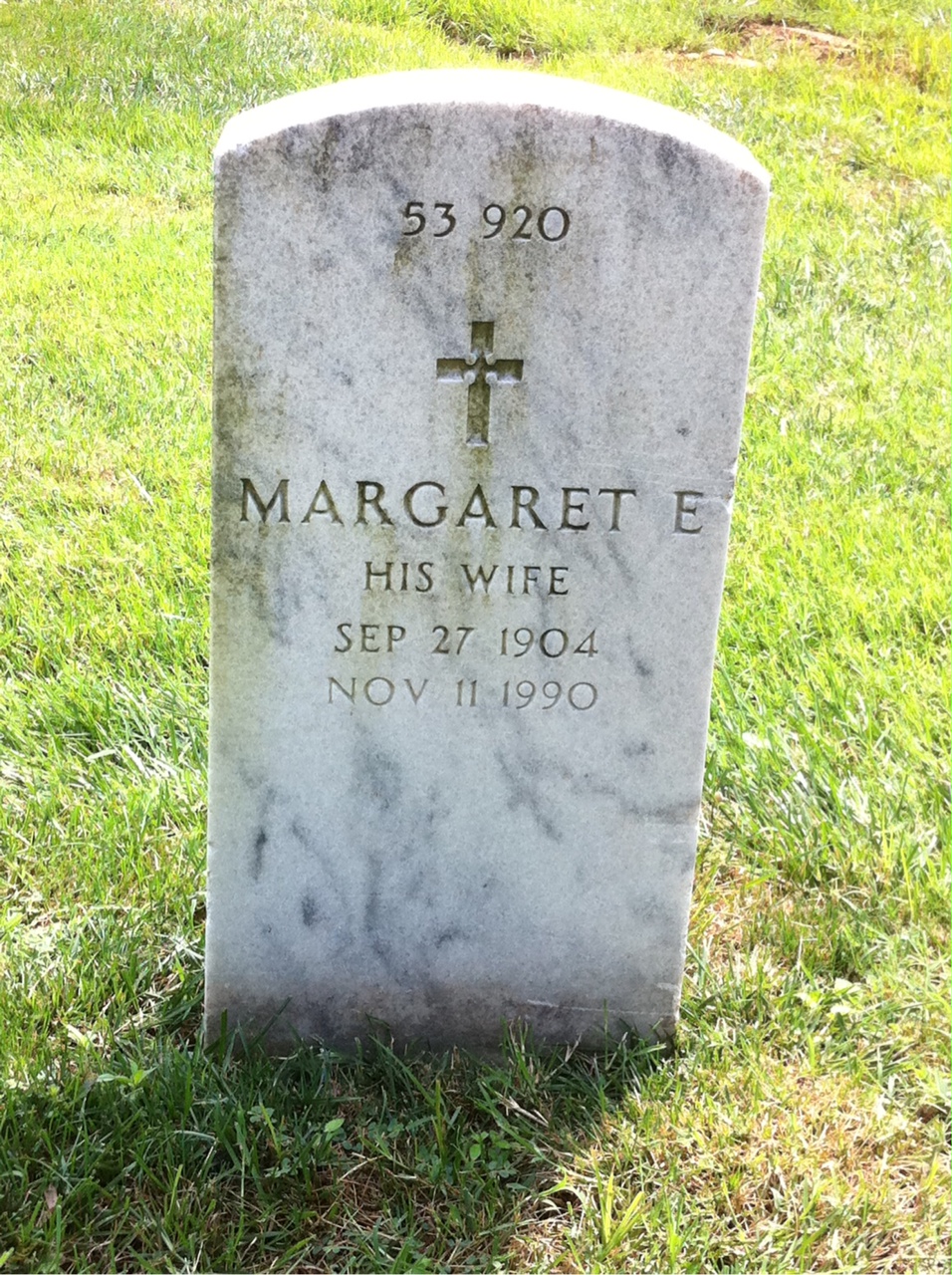 Back of headstone — Loris Mouser